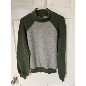 Prana Breathe Sweatshirt Womens Small Green Gray Recycled Wool Mock Neck